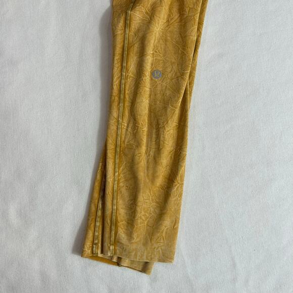 Lululemon Size 6 Fast Free High Rise Tight Leggings Ice Dye Gold Side Pocket - Picture 4 of 7